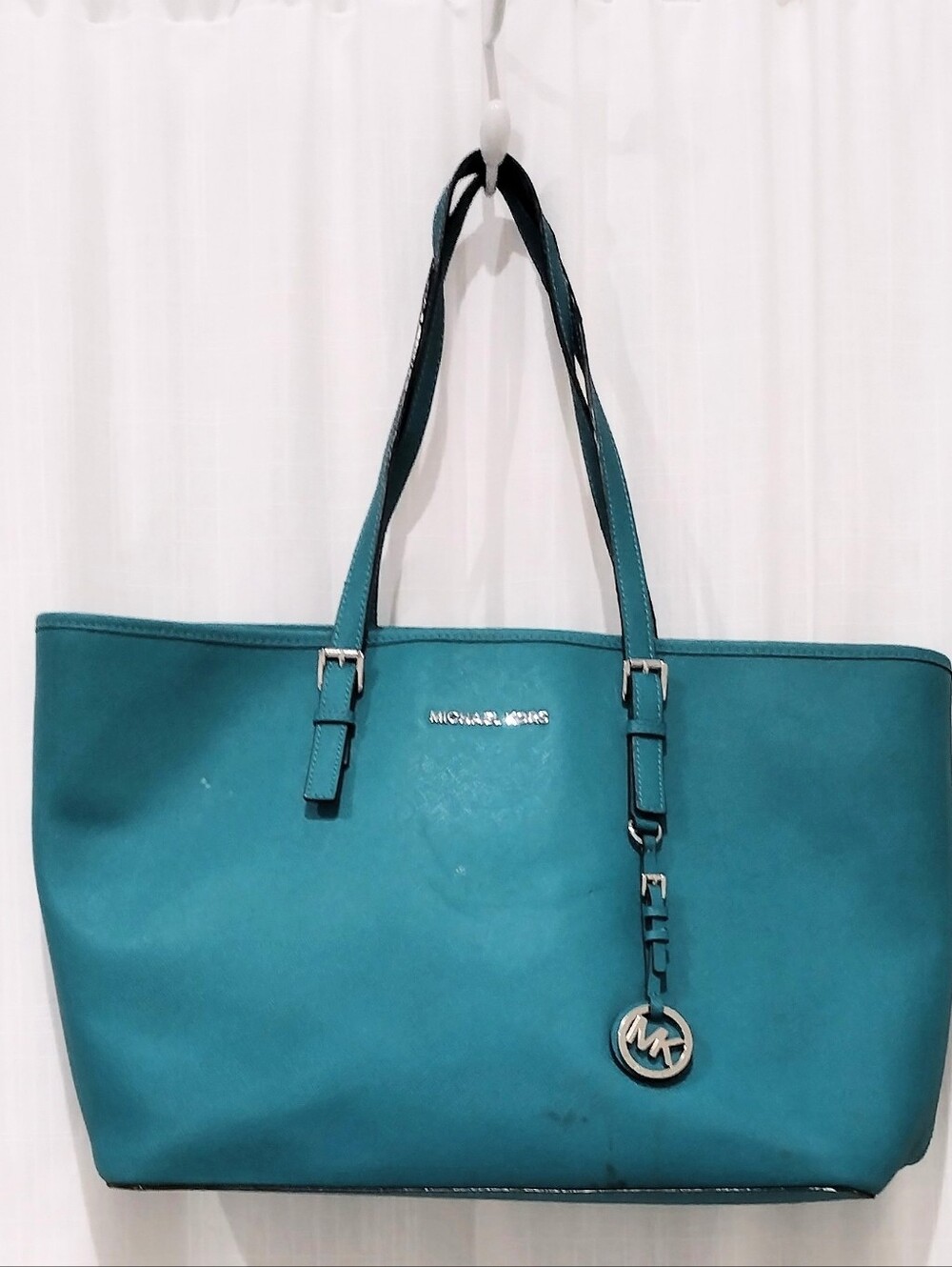 Michael Kors Teal Tote with MK Charm